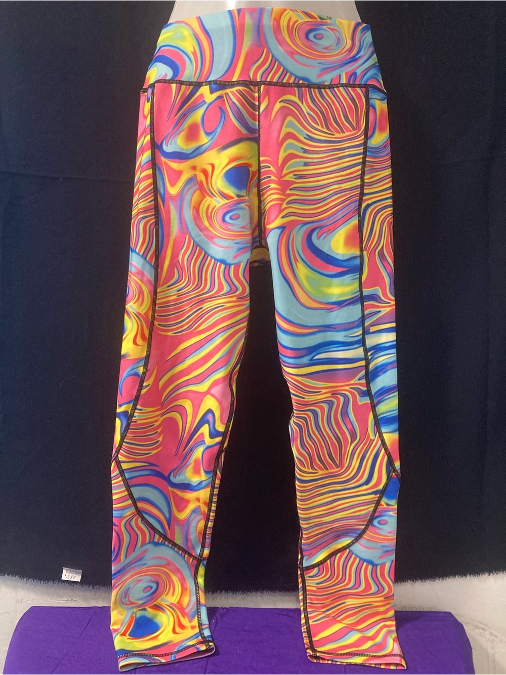 Beyond Yoga Multicolor Swirl Leggings - Pink Blue Yellow
